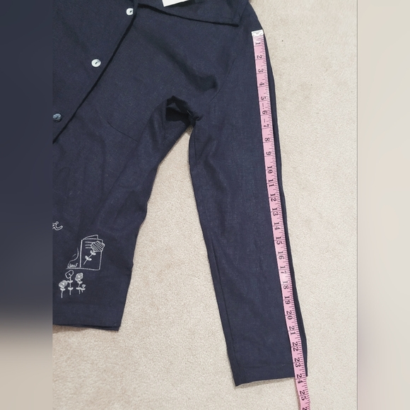 NEW Coldwater Creek Linen Button Front Garden Embroidered Top Tunic Size Medium - Picture 10 of 13